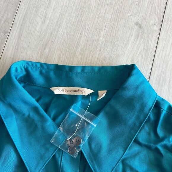 Soft Surroundings Shirt Womens Blue Button Up Pleated Waist Modalsize 1X - Picture 5 of 7